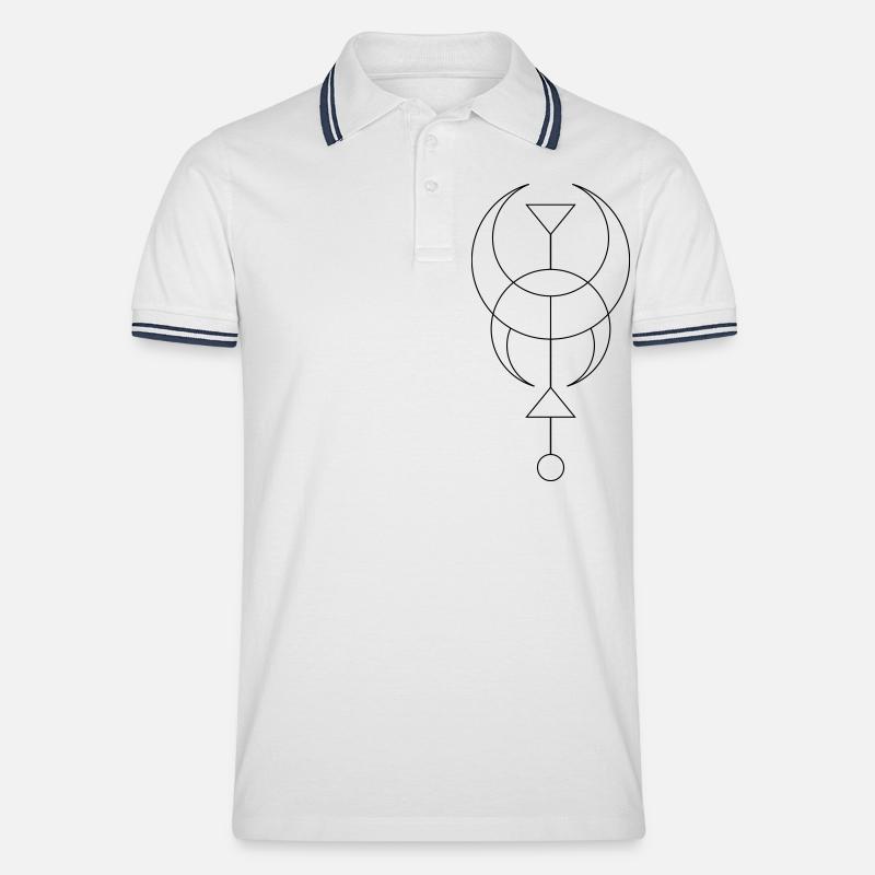 Mond - Moon - Männer Tipped Poloshirt - Weiß/Navy