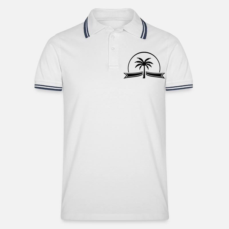 palm tree ribbon - Männer Tipped Poloshirt - Weiß/Navy