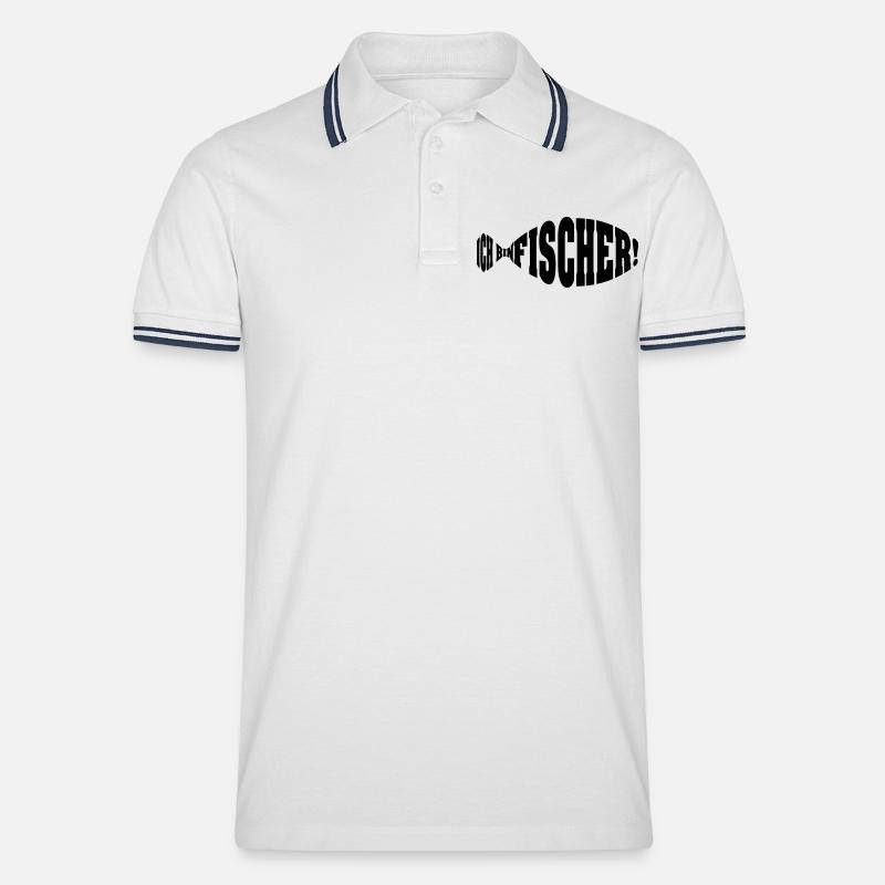 ich bin fischer - Männer Tipped Poloshirt - Weiß/Navy