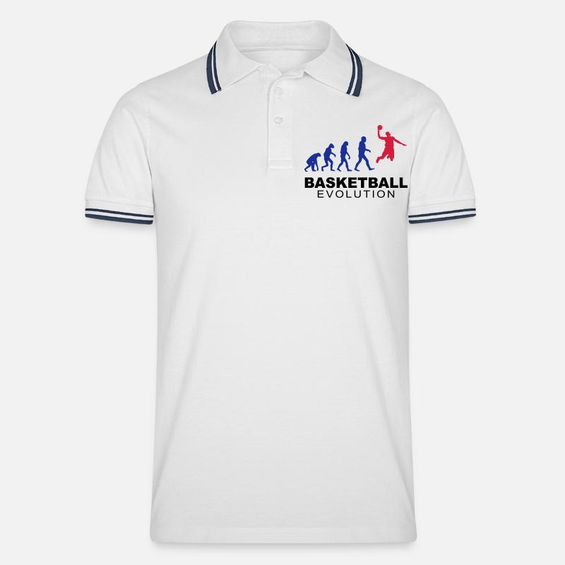 Basketball evolution - Männer Tipped Poloshirt - Weiß/Navy