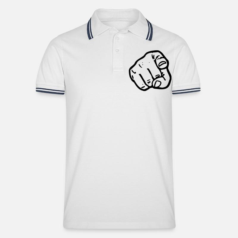 Sie ! (V) - Männer Tipped Poloshirt - Weiß/Navy