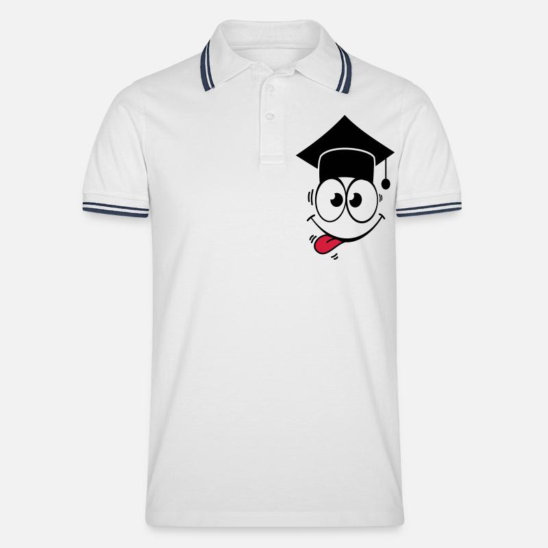 Gesicht Absolvent 1 - Männer Tipped Poloshirt - Weiß/Navy