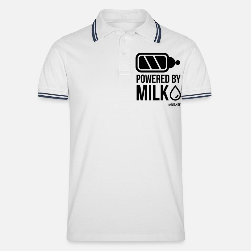 Milkin' - Bottle Power - Männer Tipped Poloshirt - Weiß/Navy