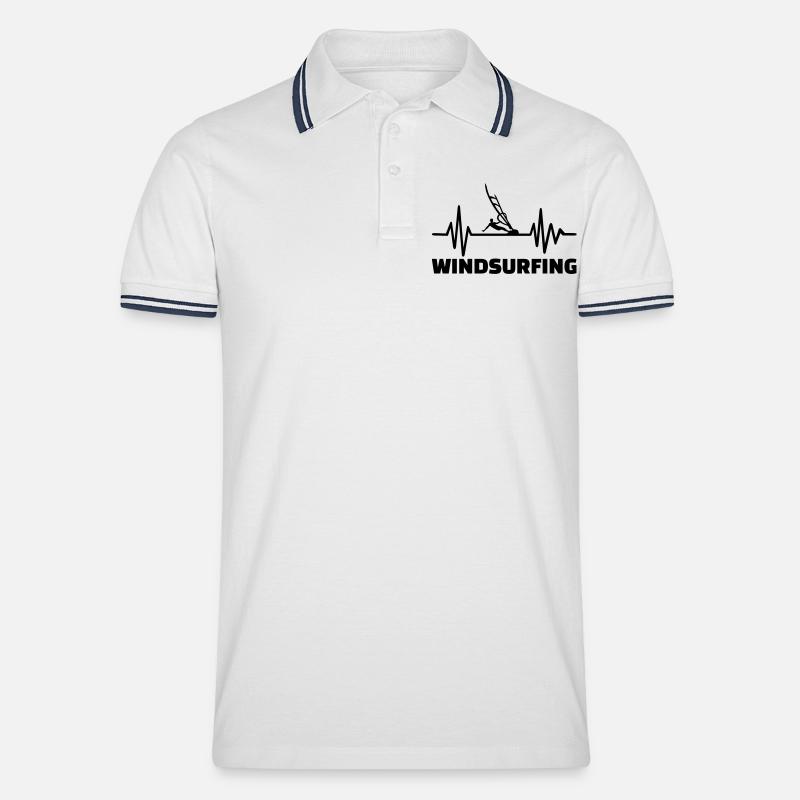 Windsurfen - Männer Tipped Poloshirt - Weiß/Navy