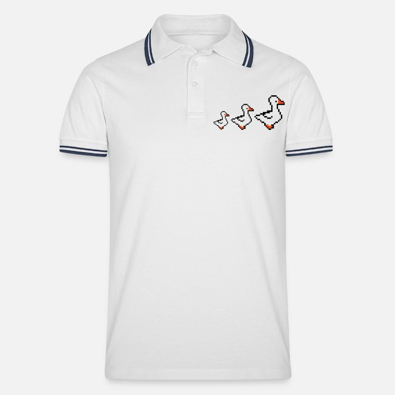 pixel enten - Männer Tipped Poloshirt - Weiß/Navy