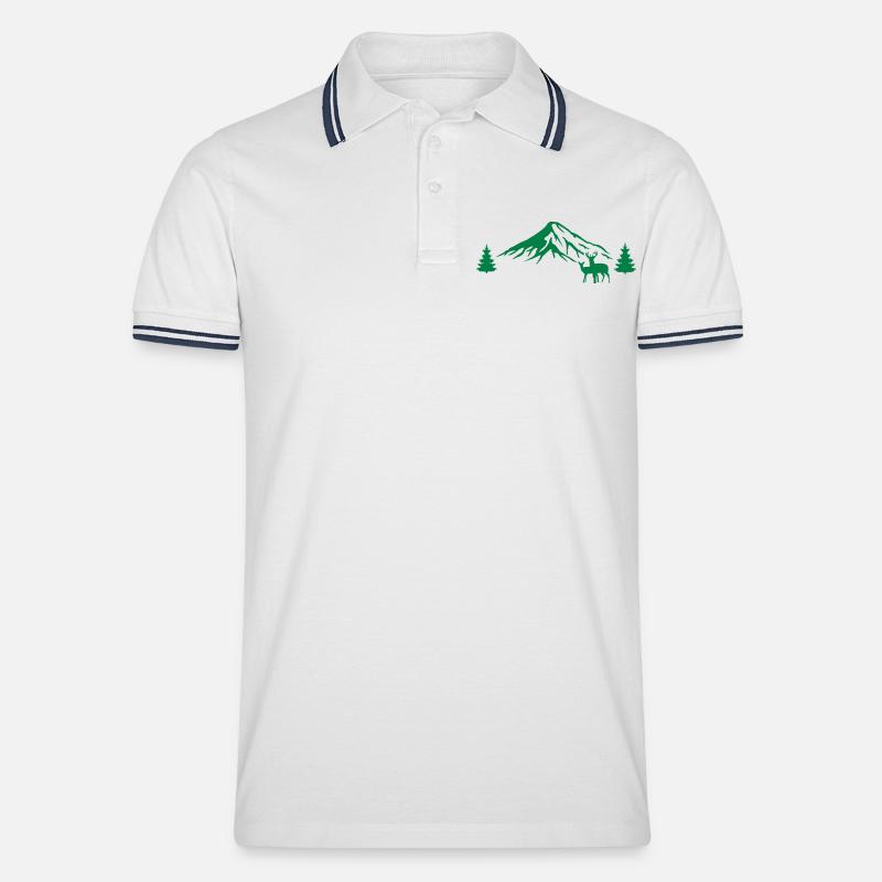 gebirge natur - Männer Tipped Poloshirt - Weiß/Navy