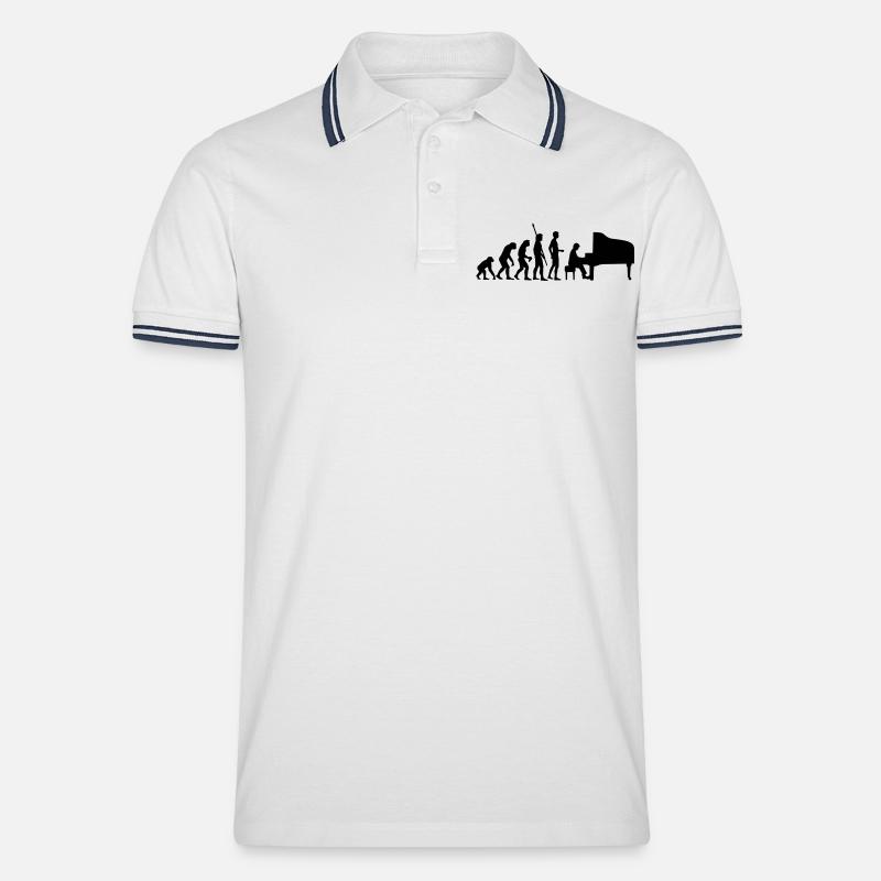 evolution_pianist - Polo tipped Homme - blanc/marine