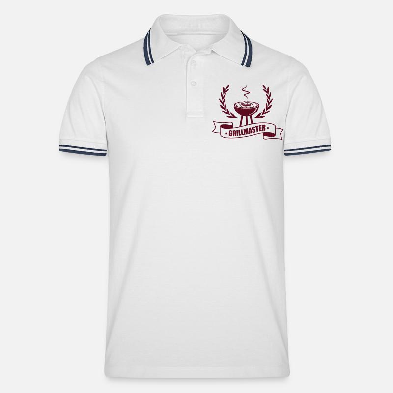 Grillmaster Grillshirt - Männer Tipped Poloshirt - Weiß/Navy