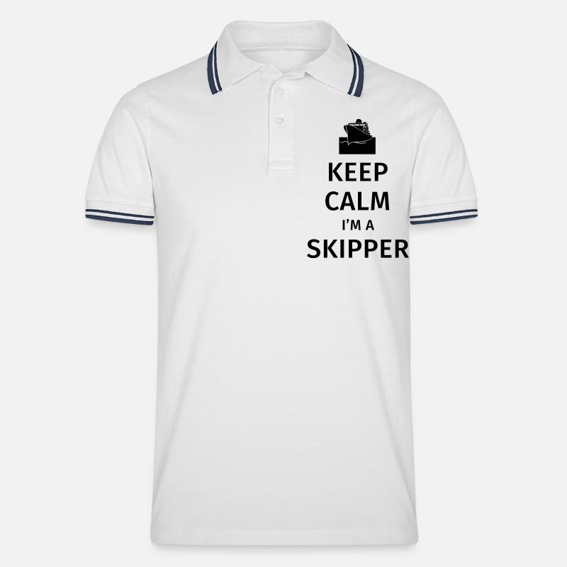 Keep Calm I'm a Skipper - Männer Tipped Poloshirt - Weiß/Navy