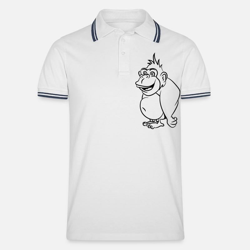 Gorilla drôle - Polo tipped Homme - blanc/marine