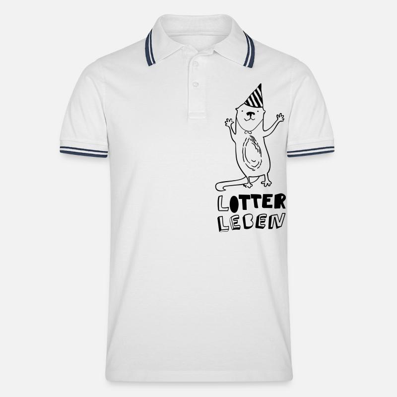 Lotterleben - Männer Tipped Poloshirt - Weiß/Navy
