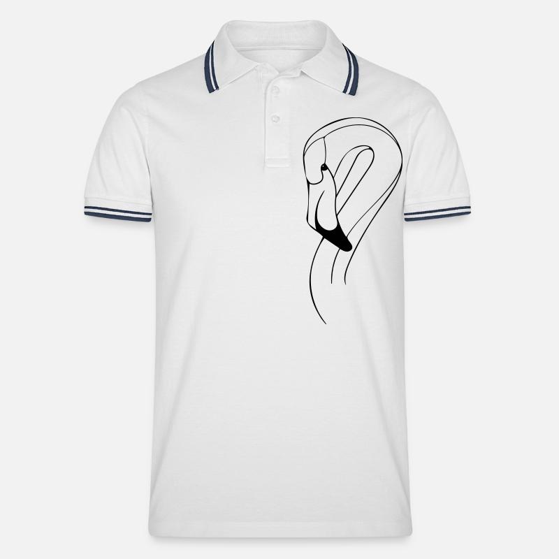 Flamingo - Männer Tipped Poloshirt - Weiß/Navy