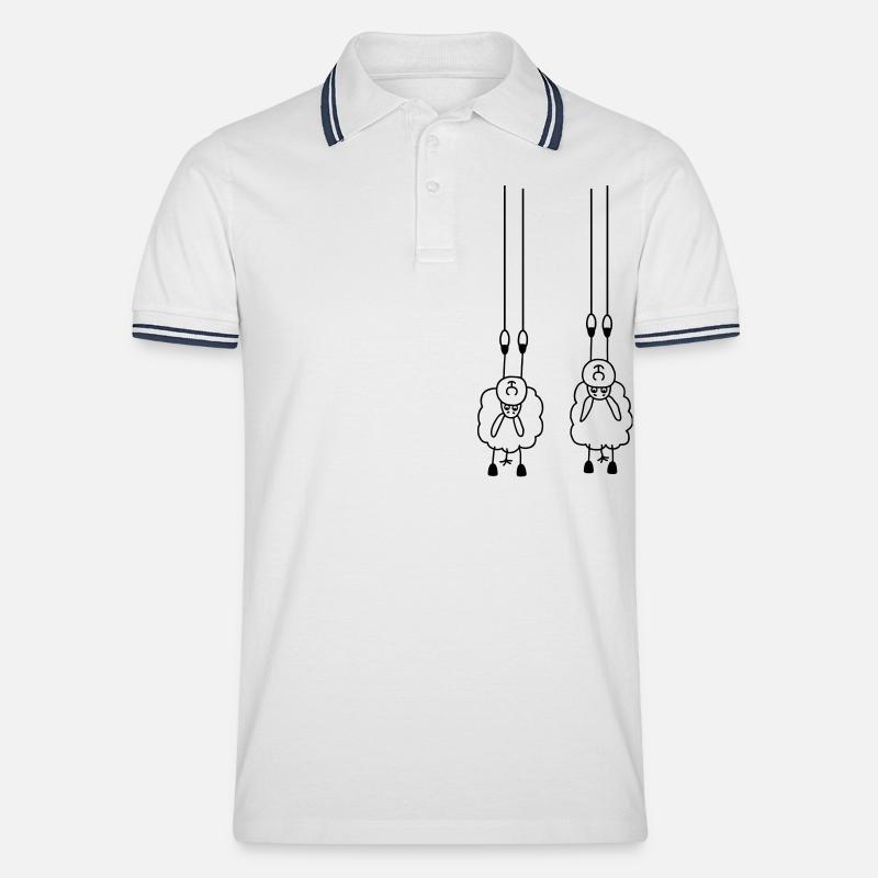 Schafe an Ringen - Männer Tipped Poloshirt - Weiß/Navy