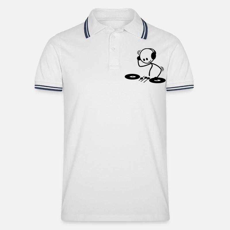 DJ Strichmännchen - Männer Tipped Poloshirt - Weiß/Navy