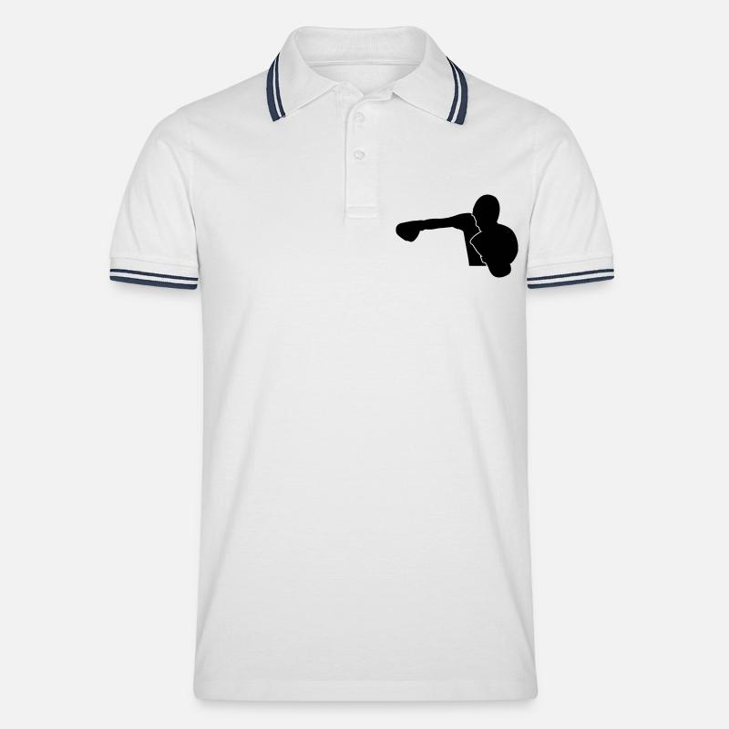 Boxer schlägt KnockOut Design - Männer Tipped Poloshirt - Weiß/Navy