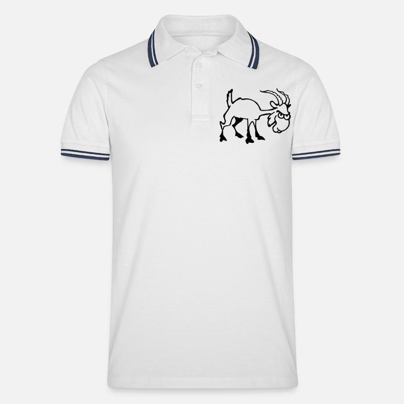 Ziegenbock - Männer Tipped Poloshirt - Weiß/Navy
