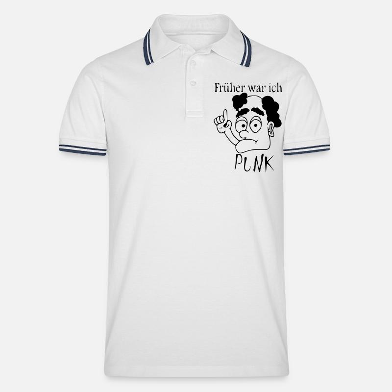 Alter Punk mit Glatze - Männer Tipped Poloshirt - Weiß/Navy