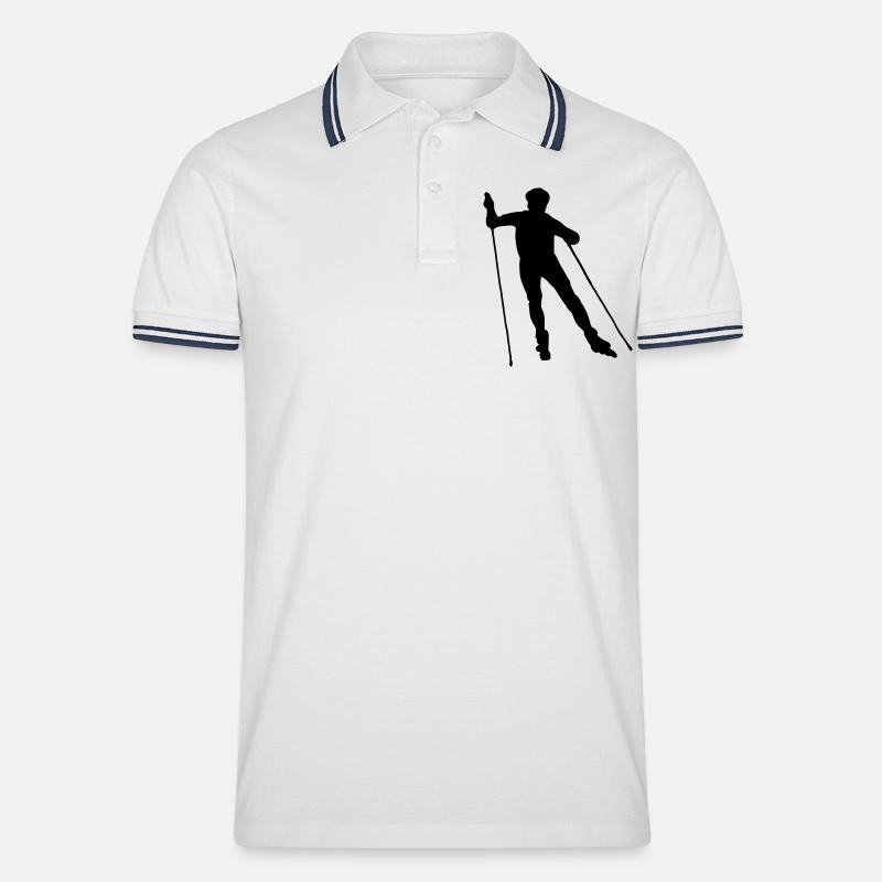 nordic skating - Männer Tipped Poloshirt - Weiß/Navy