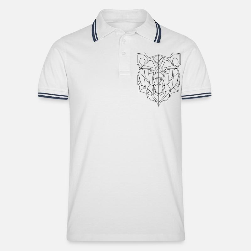 Bär geometrisch 1 - Männer Tipped Poloshirt - Weiß/Navy