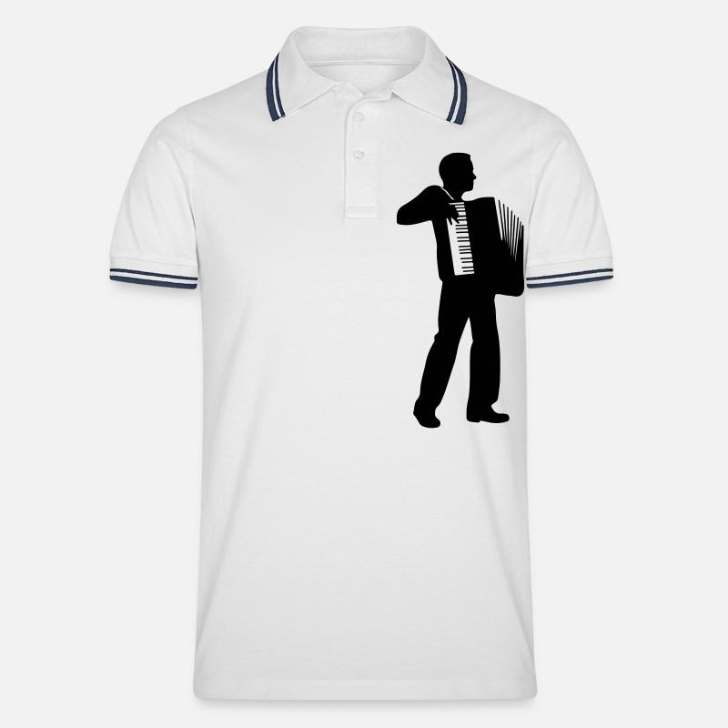 Akkordeon - Männer Tipped Poloshirt - Weiß/Navy