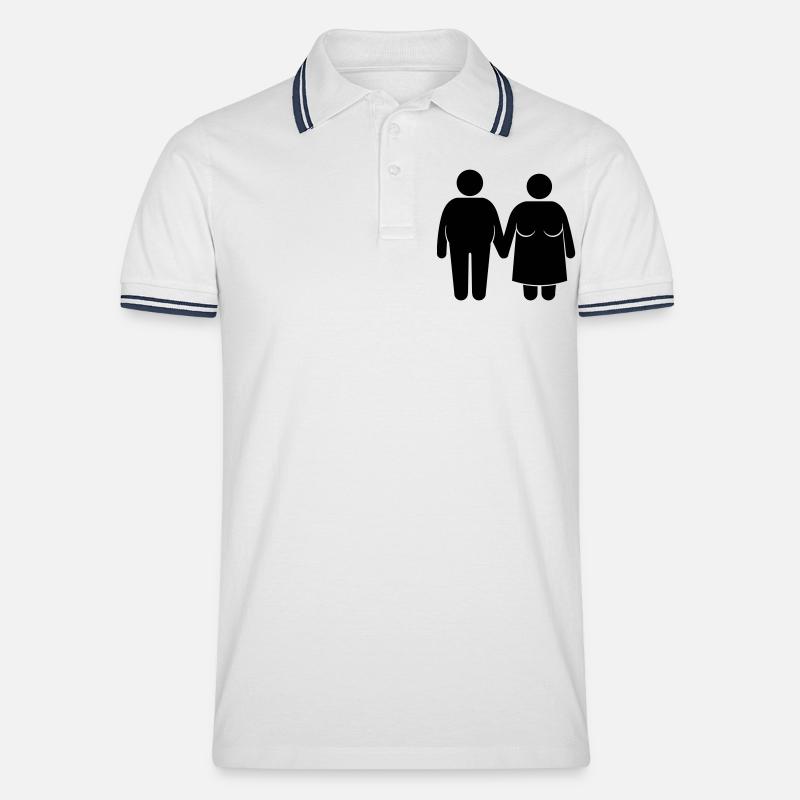 fat couple - Männer Tipped Poloshirt - Weiß/Navy