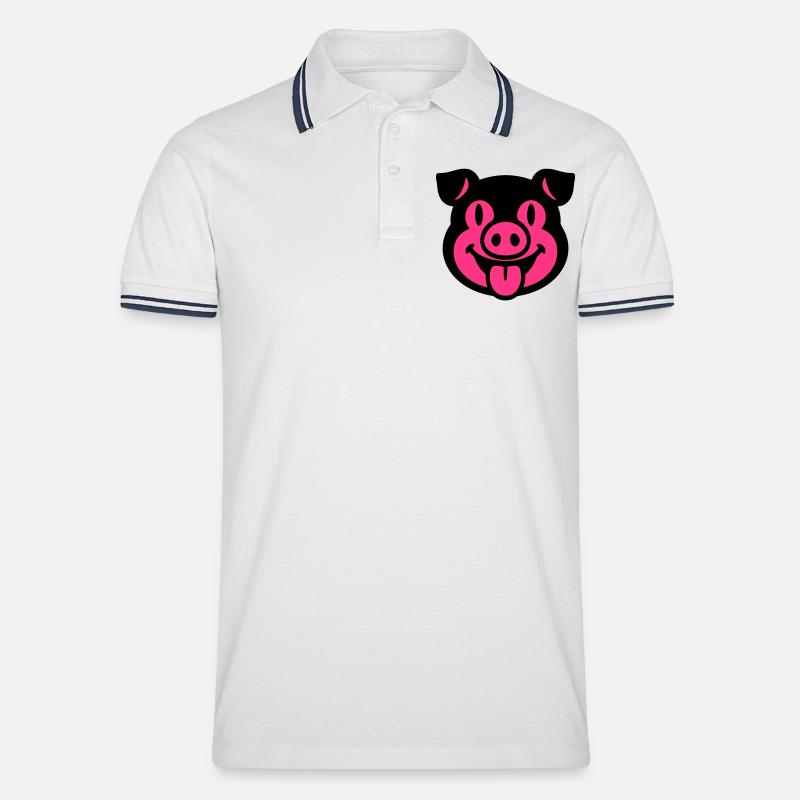 Ferkel Schwein Kopf - Männer Tipped Poloshirt - Weiß/Navy