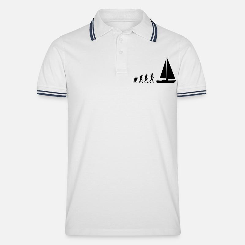 segelboot evolution - Männer Tipped Poloshirt - Weiß/Navy