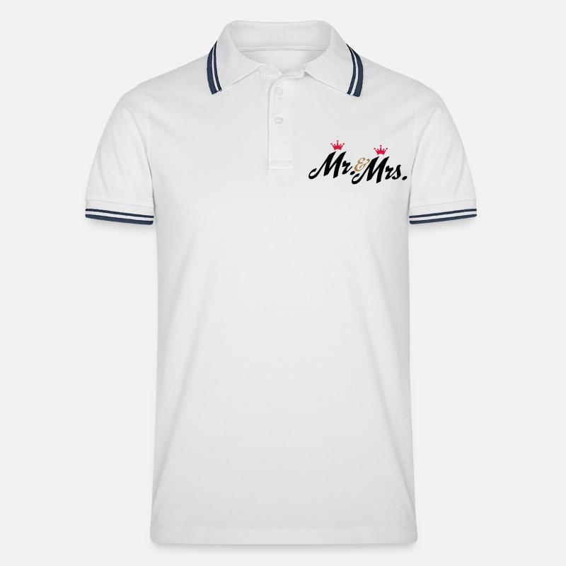hochzeit - Männer Tipped Poloshirt - Weiß/Navy