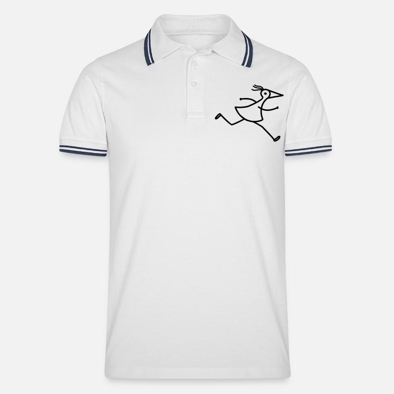 Marathon-RUNNY - Männer Tipped Poloshirt - Weiß/Navy