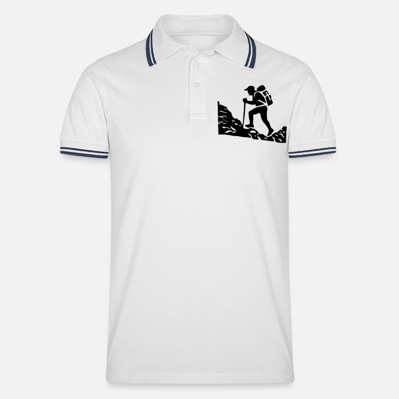 Bergwanderung - Männer Tipped Poloshirt - Weiß/Navy