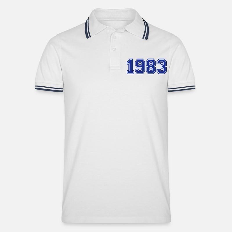 1983 - Männer Tipped Poloshirt - Weiß/Navy