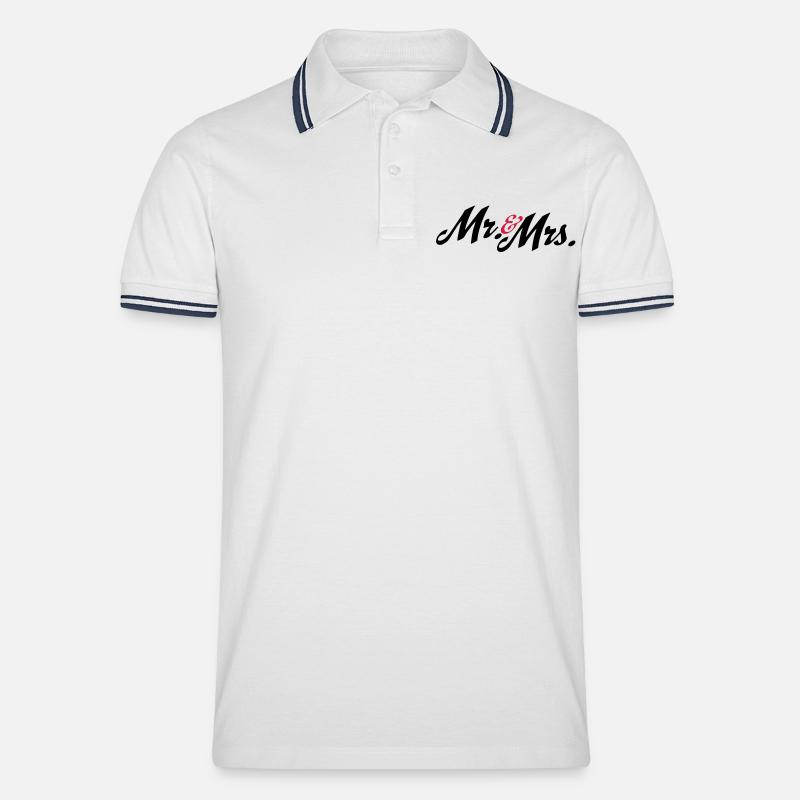 hochzeit - Männer Tipped Poloshirt - Weiß/Navy