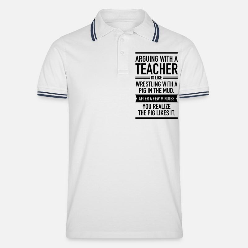 Arguin With A Teacher - Men's Tipped Polo Shirt - white/navy