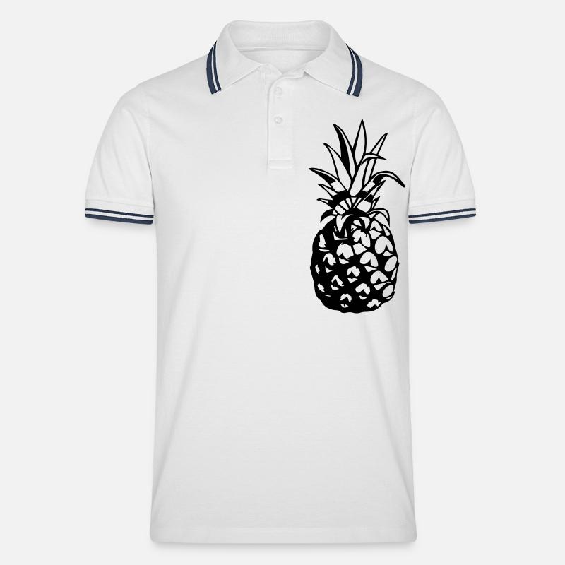 ananas - Männer Tipped Poloshirt - Weiß/Navy