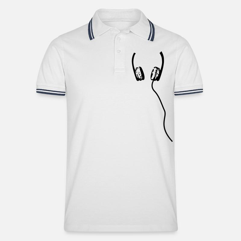 kopfhorer - Männer Tipped Poloshirt - Weiß/Navy