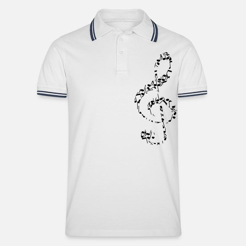 Notenschluessel - Männer Tipped Poloshirt - Weiß/Navy
