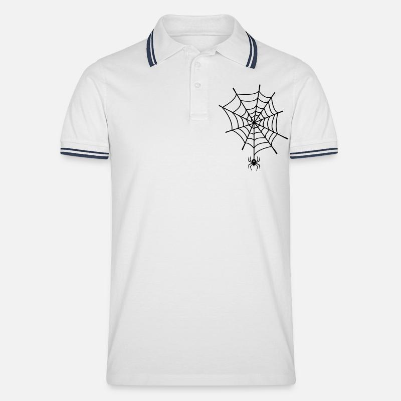 Spider - Männer Tipped Poloshirt - Weiß/Navy
