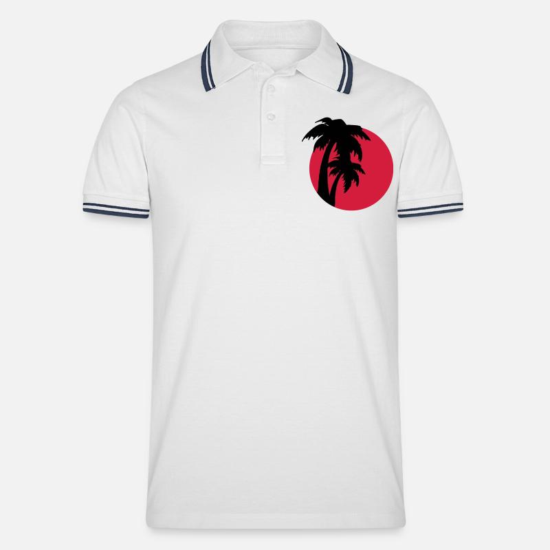 palms - Männer Tipped Poloshirt - Weiß/Navy