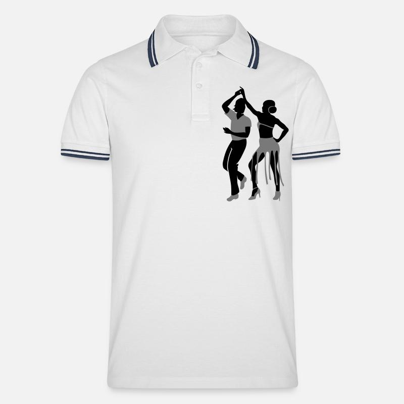 Tanzpaar - Männer Tipped Poloshirt - Weiß/Navy
