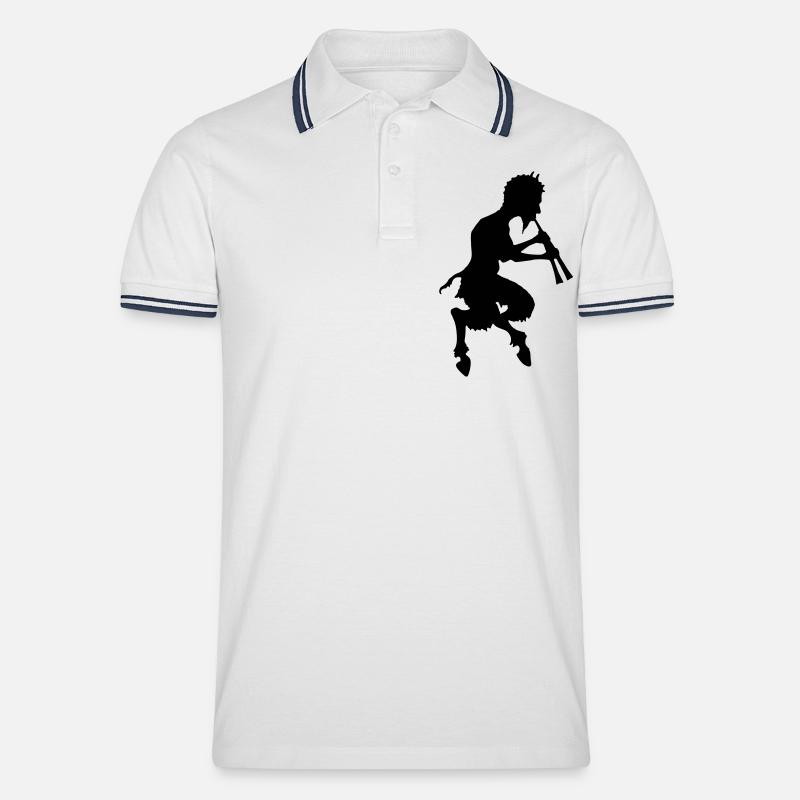 pan faune devil devil - Polo tipped Homme - blanc/marine