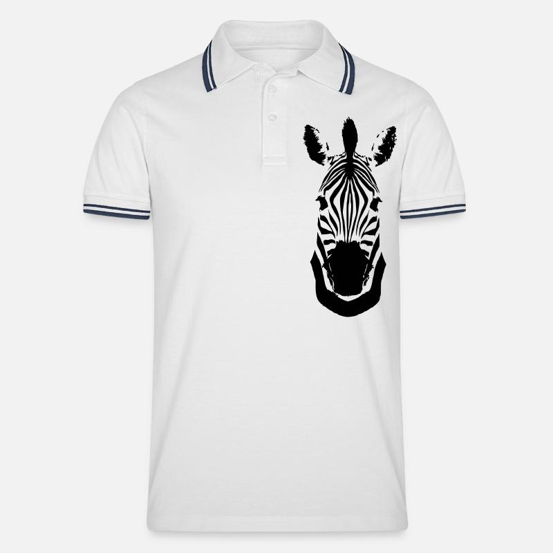 Zebra - Männer Tipped Poloshirt - Weiß/Navy