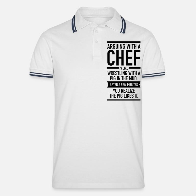 Arguing With A Chef... - Männer Tipped Poloshirt - Weiß/Navy