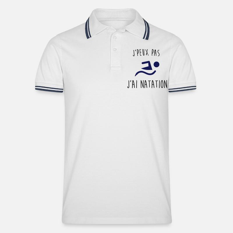 j'peux pas j'ai natation - Polo tipped Homme - blanc/marine