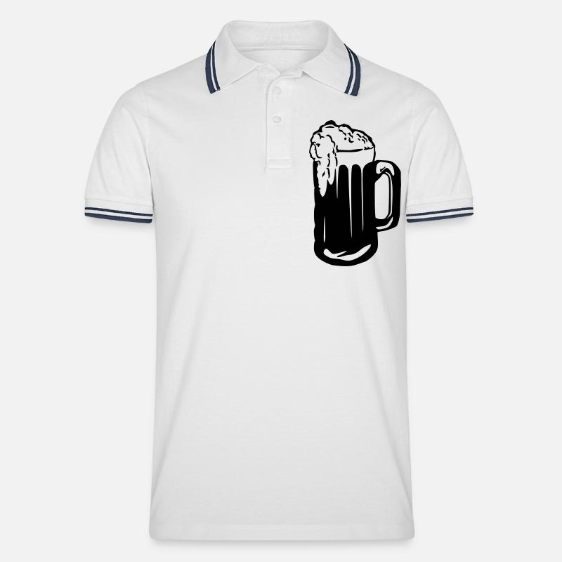 Bier - Männer Tipped Poloshirt - Weiß/Navy