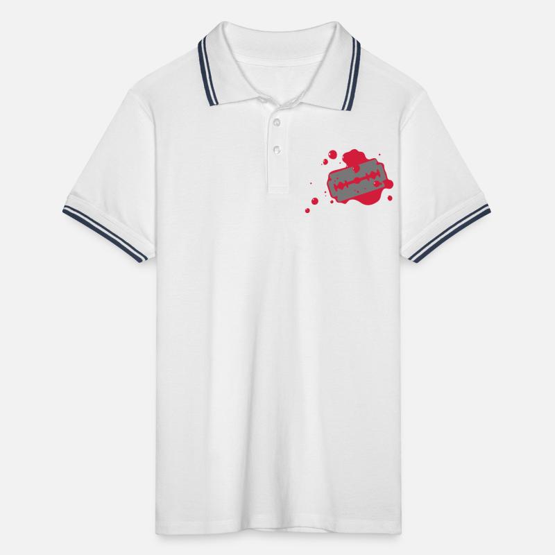 Razor blade with blood Men's Tipped Polo Shirt
