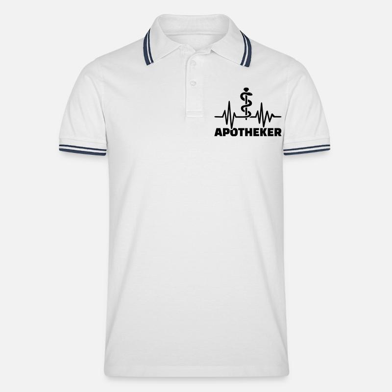 Apotheker - Männer Tipped Poloshirt - Weiß/Navy