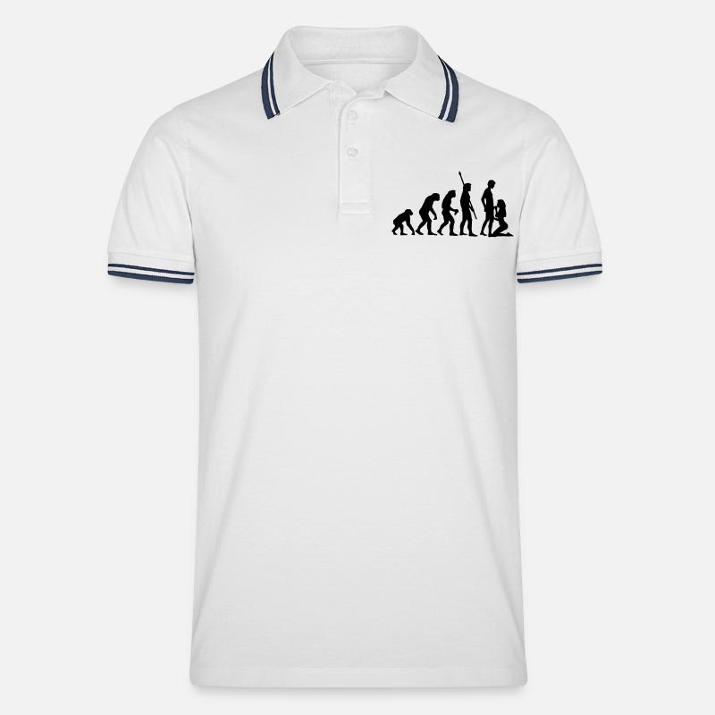 evolution_sucks_a_1c - Männer Tipped Poloshirt - Weiß/Navy