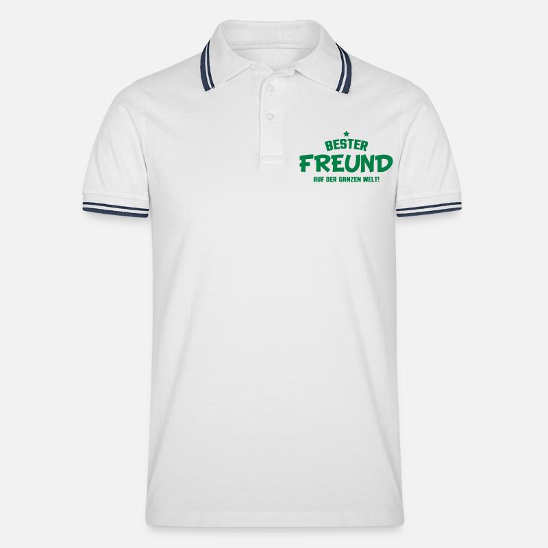 bester freund - Männer Tipped Poloshirt - Weiß/Navy