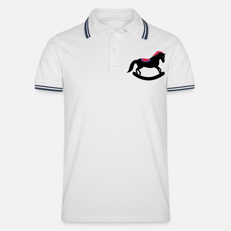 rocking horse - Männer Tipped Poloshirt - Weiß/Navy