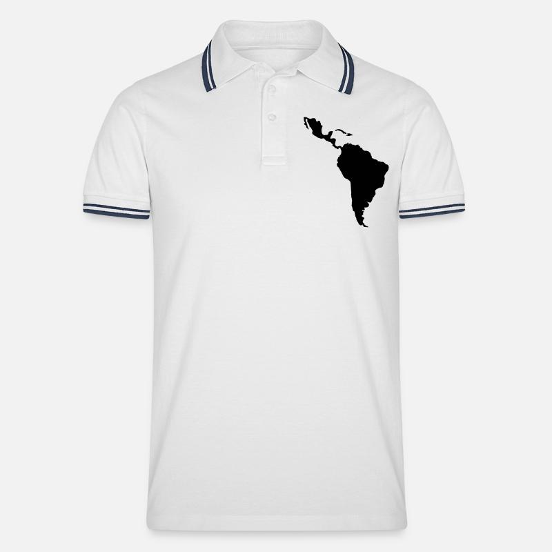 Südamerika - Männer Tipped Poloshirt - Weiß/Navy